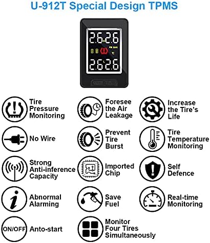 YWSZJ Система за контрол на налягането в гумите 4 бр. Външен Вътрешен сензор на автомобила ГУМИТЕ Водоустойчив Мониторинг на температурата
