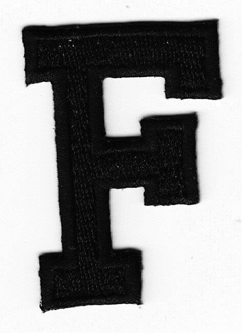 Букви - Черна печатна буква F (1 7/8 инча) - Шир На Бродирани Аппликационной нашивке