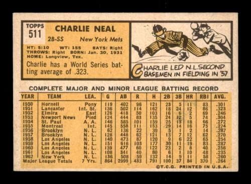 511 Чарли Нийл - Бейзболни картички Topps 1963 (Звезда) оценката на EXMT - Реколта Картички с автограф бейсболистов