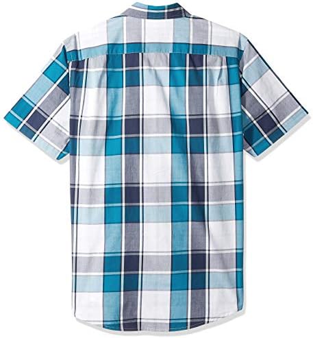 Мъжки облегающая риза от поплин Essentials с къс ръкав