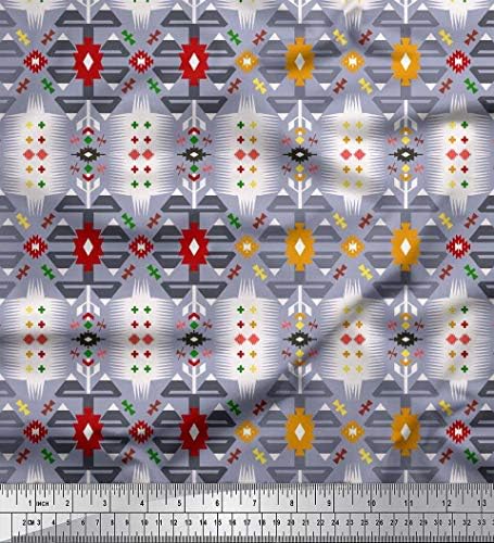 Памучен трикотажная плат Soimoi с геометричен юго-западно принтом ширина 58 см