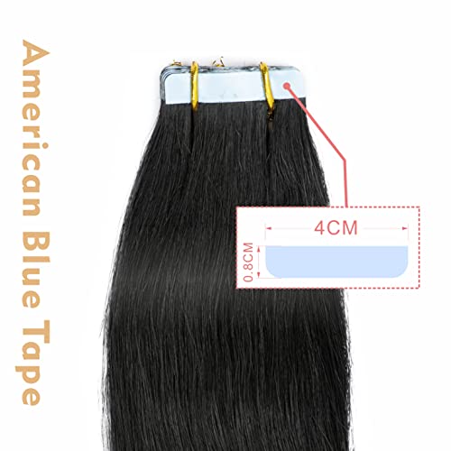 EVASFOS 20 Лента за удължаване на косата - Естествени коси Реми, тъмния, мека, копринена, без entanglements, 20 броя / 50 г -