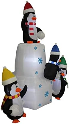 Комплект от две украса за Коледното парти, състоящ се от гигантското в Дядо Коледа с височина 14 фута и Седем въздушни Пингвини с