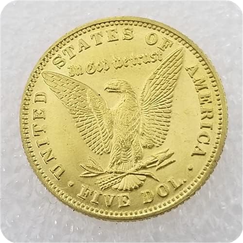 Kocreat Копие от 1878 Либърти Морган Златна Монета от Пет Долара-Сувенирни Монети на САЩ Щастливата Монета Скитник Монета Морган