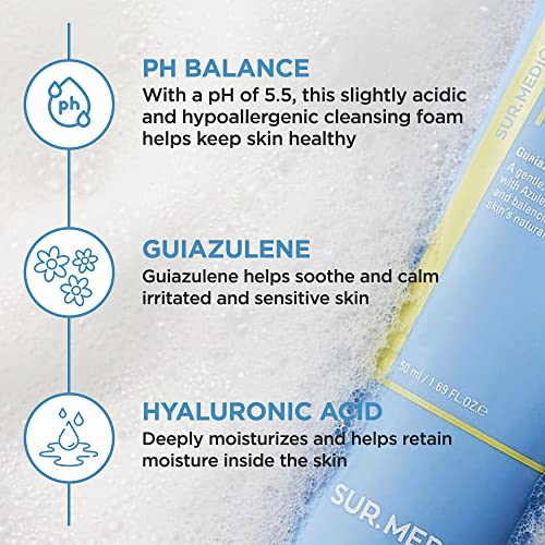 SUR.MEDIC + Успокояващо Почистващо средство Azulene PH 5,07 мл / 150 мл - Хипоалергичен За Чувствителна кожа, Гладко, Овлажняващ