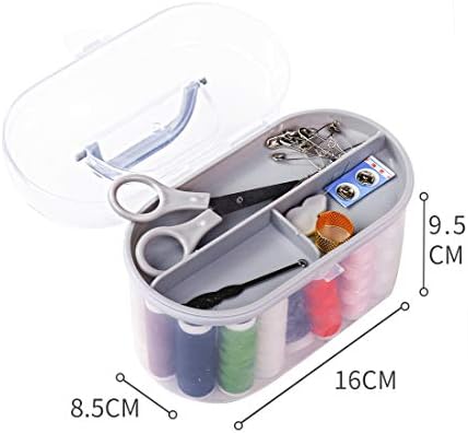 Двупластова кутия за преносими пътни комплекти за шиене MINISO - Цветни Конци, ножици, жени - Аксесоари за ръчно изработени (сив)