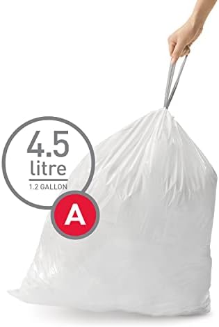 simplehumanCode M Odorsorb Специално Подбрани торби за боклук с завязками, поглъщащи миризмите, в опаковки-дозаторах по 60 броя,