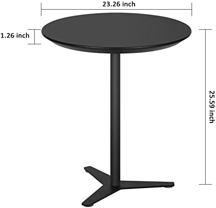 Малка кръгла маса Theokleia, приставной маса на стойка, масичка за кафе за дивана в хола (черен)