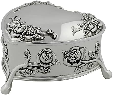 Las Arras Matrimoniales | Сватбени символи | Монети Единство | Красива Декоративна кутия във формата на сърце Сребрист цвят