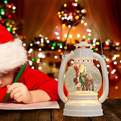 Eldnacele Коледен Фенер със Снежна Топка, Въртяща се на Водна Сцена на Дядо Коледа с 6-Часов Таймер, Лампа с Водно топка с осветление,