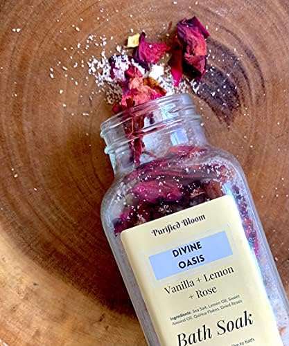 Обелените крем за вана Bloom Divine Oasis, Ванилия + Лимон, Морска Сол, Естествен, 17 грама