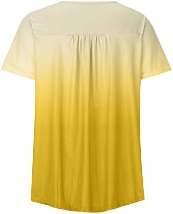 Блуза, тениска за Момичета с Къс Ръкав 2023, Дълбоко V-образно Деколте, Памук Градиентный Топ Копчета и Експозиции M1