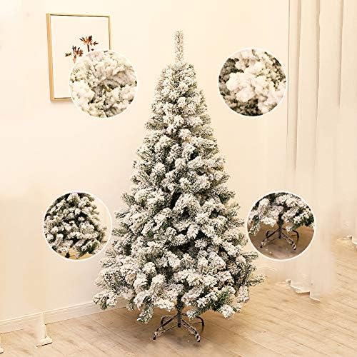 Коледно Дърво YUMUO с бял Флокированием, Изкуствена Коледна Бор в Селски стил - идеален за декориране на тържества в помещения и на открито-300