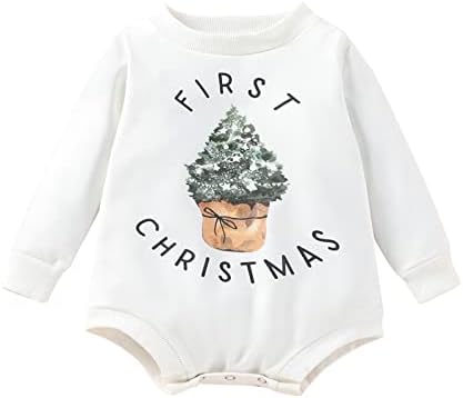 Fernvia/Коледно Облекло За Новородени Момчета И Момичета, Първият Ми Коледен Гащеризон с дълъг ръкав и Кръгло Деколте, Hoody Оверсайз,
