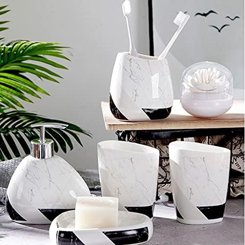 Опаковка сапун колекция от Керамични Аксесоари за баня с Мрамор модел в скандинавски стил, Комплекти за Баня от 7 теми, Захранващи