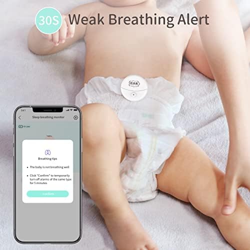 MOMWILIKE Baby Дишане Monitor, Носене умен детски монитор сън с будилник, прикрепен към подгузнику за контрол на дишането на детето,