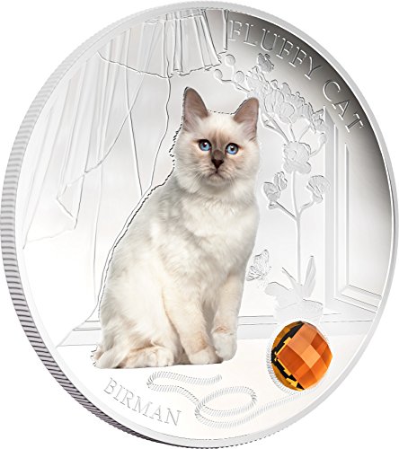 2013 на Фиджи - Кучета и Котки - брой 4 - Пухкава Котка - Birman - 1 унция - Сребърна монета - 2 долара, без да се прибягва