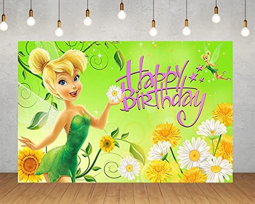 Зелен Приказен Фон за Украса на Парти по случай рожден Ден, Банер със Звънци за Детската Душа, Вечерни Аксесоари 5x3 фута