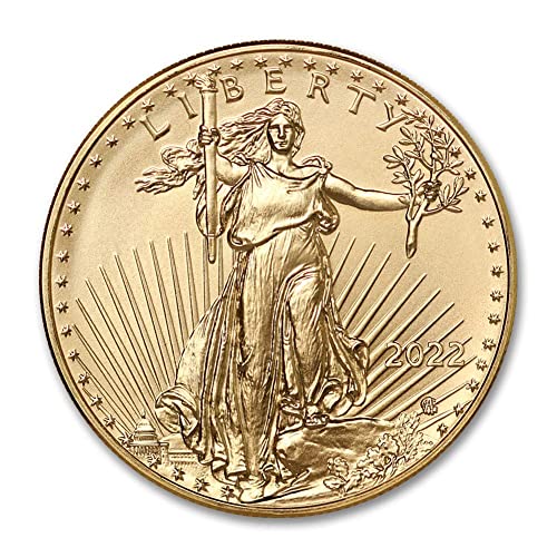 Монета без мента 2022 г., 1/4 унция, американският Златен Орел, Лъскава, без движение, с оригиналната кутия на Монетния двор на Съединените