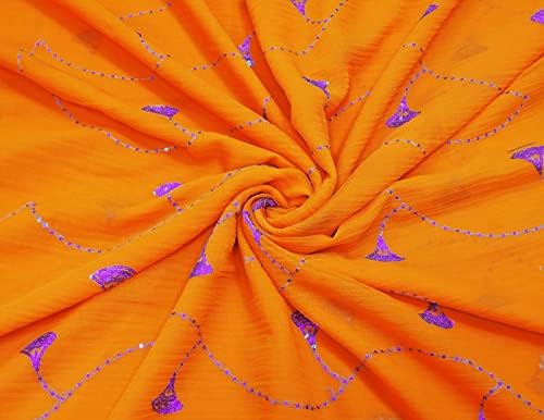 Peegli Индийски саронг Амбалажна хартия Оранжево Ретро текстил Жоржет Шифон Плат Направи си сам Традиционните пайетки Работна