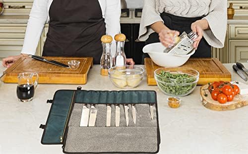 Професионална чанта за нож на главния готвач Denifiter с противорежущей кърпа Вътре, трайни Вощеным мембрана с тегло 16 грама, 11 прорези