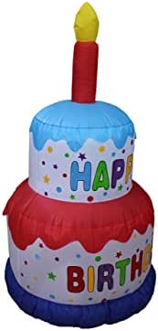 Комплект от две декорации за парти по случай рождения ден включва надуваем торта честит рожден ден на височина 4 фута със свещ и сладък