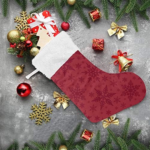 Коледни Чорапи ALAZA с Коледен Дизайн във формата на Червени Снежинки, Класически Персонализирани Големи Чорапи, Бижута за семейни Тържества,