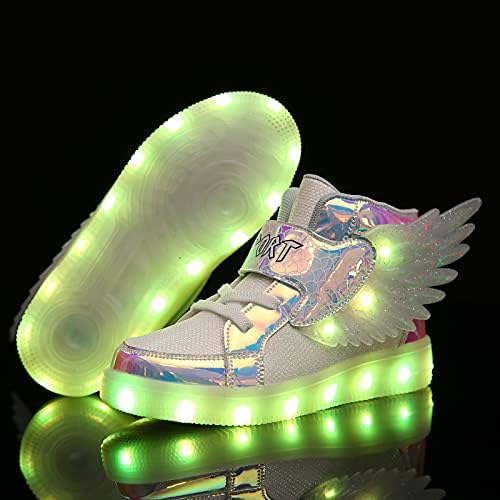 BFOEL/ Детски обувки с led осветление, зареждане чрез USB, Мигащи Маратонки с високи крила, за Момчета и Момичета, Маратонки за Фестивали,