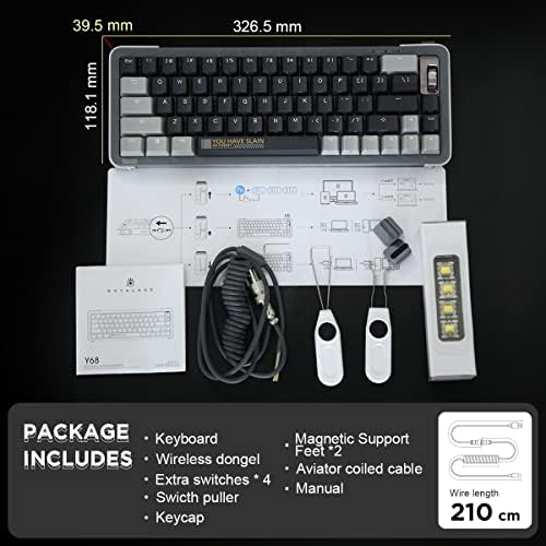 Безжична ръчна клавиатура YUNZII Royalaxe Y68 65% с възможност за гореща замяна, с RGB подсветка, клавишными клавишите Double Shot