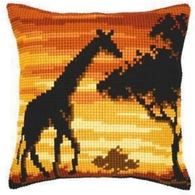 Възглавница за бродерия на кръстат бод с жирафа Vervaco Sunset, Многоцветен