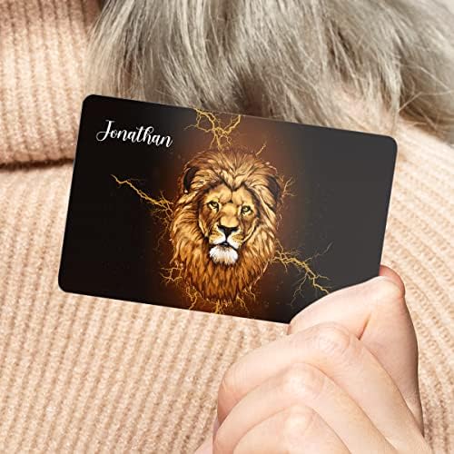 Персонални Стикер на Кредитна карта С Потребителско Име Лъв Животно Водоустойчива Обвивка от Кожа, Блестящи Подаръци за Клиенти Жени,