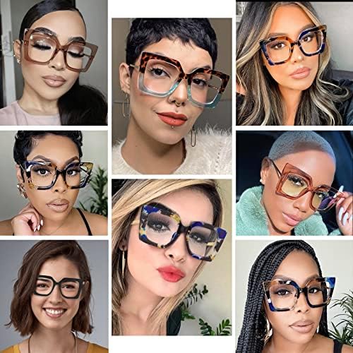 Outray Извънгабаритни Квадратни Очила с Блокиране на синя светлина за Жените, Очила с Прозрачни Лещи, срещу синия лъч