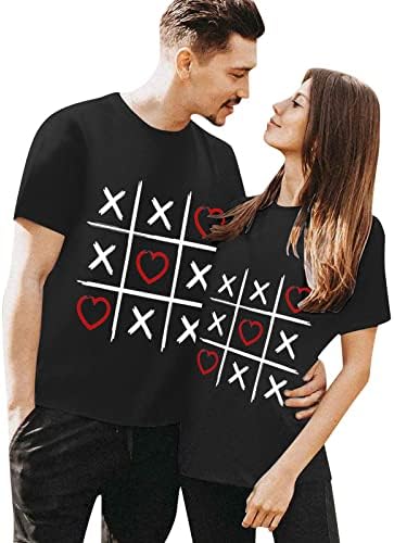 Тениска Numaller за Свети Валентин за Влюбените, с кръгло деколте 2023, Блузи с Къс Ръкав, Суров Празнични Върхове за Влюбени