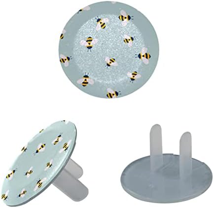 Капачки за контакти (34 опаковка) Електрически Предпазни Капачки Защитни Капачки за Ключове за Дома - Сладко Cartoon Bee