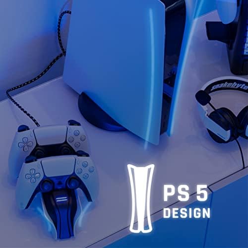 snakebyte PS5 Twin Charge 5 - Бял - зарядно устройство Playstation 5 за контролер DualSense, Зарядно устройство за 2 Безжични контролери,