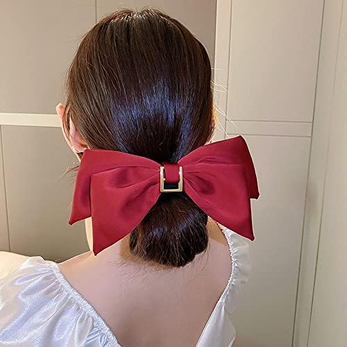 BYBYCD Корейски Щипки за Коса, Елегантен Сладък Титуляр за Опашката за Момичета, Френски Големи Щипки за коса (червен)