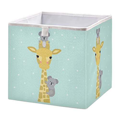 Кутия за съхранение на кубчета с Жирафа и Коалой, Сгъваеми Кубчета за съхранение, Водоустойчив кош за играчки, Органайзер за кубчета,