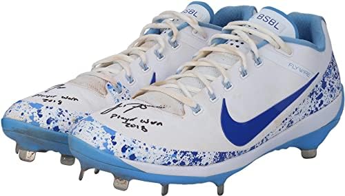 Jt Реалмуто Маями Марлинс Сини обувки на Ден на баща си с автографи на играчите сезон на MLB през 2018 г., с надпис Играч,