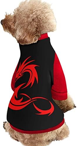Hoody за домашни любимци с принтом Red Dragon FunnyStar и мек вълнен плат Пуловер-Гащеризон за Кучета и Котки с Дизайн