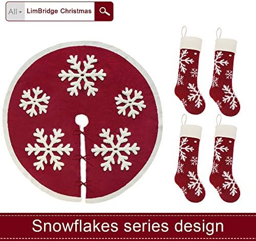Коледни Чорапи LimBridge, 4 опаковки 18-инчови Трикотажни коледна украса от дебела прежда с шарени Снежинки, за Коледната декорация, Празнична