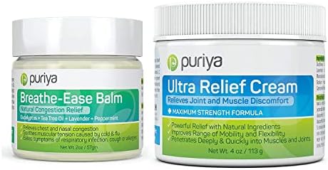 Набор от Puriya Дишай Ease Balm и Ultra Relief Крем с натурален ментол, Крем за втриване в гърдите за облекчаване на застой