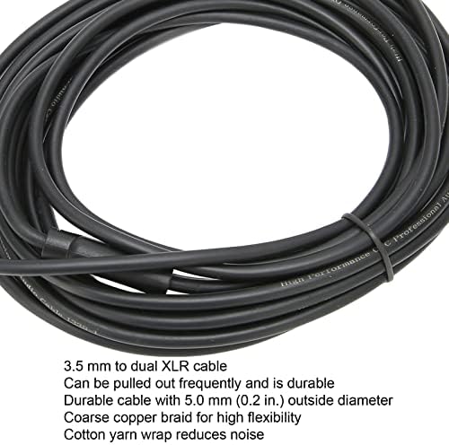 plplaaoo Двоен XLR кабел, Мини-жак за слушалки, 1/8 инча до Двойно XLR-кабел, Професионален 3.5мм жак към XLR за студийни