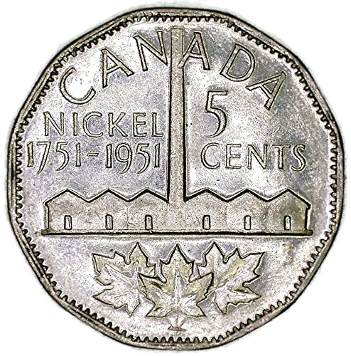 1951 КАЛИФОРНИЯ, Канада Юбилейна издаване на Джордж VI 5 цента; Откриване на никел 200-годишнината от откриването на никел За необращенном