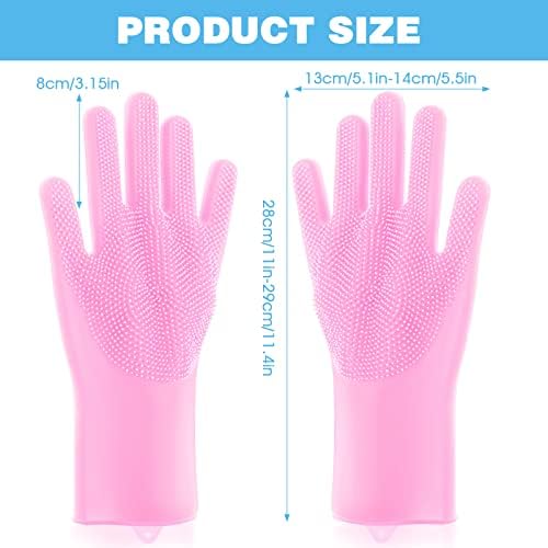 WLHYF, силиконови ръкавици за миене на съдове, 2 бр. гумени ръкавици за почистване, многократно ръкавици за почистване, ръкавици за миене