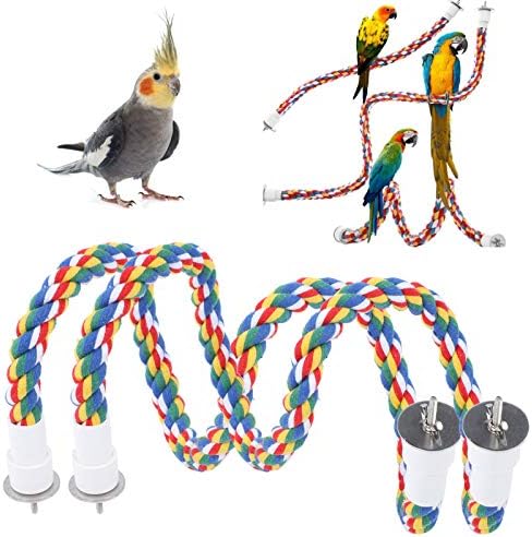 HEEPDD 2 елемента Птичи Въжени Убежища, 60 см / 23,6 инча Цветни Памучни Въжени Убежища Играчки Бънджи Папагал Играчка за Папагали