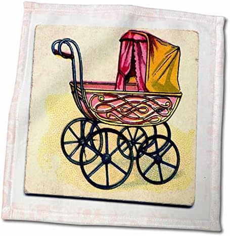 3D Изображение на Рози Флорен във викториански стил - Розово-Жълто Детска количка На Розов фон - Кърпи (twl-37399-1)