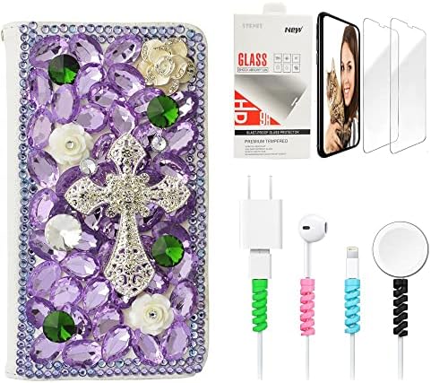 Чанта-портфейл STENES Bling за телефон, съвместим с LG Escape Plus / LG K30 2019 - Стилен - Кожен калъф ръчна изработка с препратка цветя,