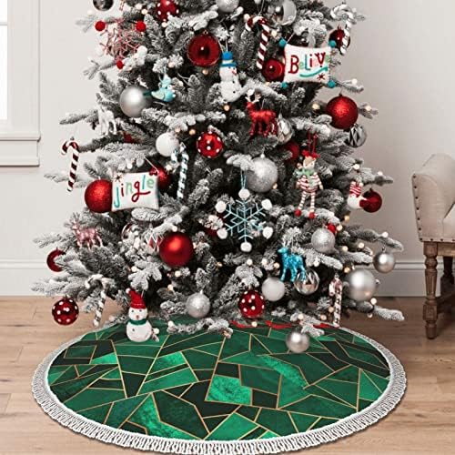 Черно-Златната Пола с Геометрична Ресни на Кръгла Основа с Коледна Ресни под формата на Елхи за Коледа на Празнични Партита