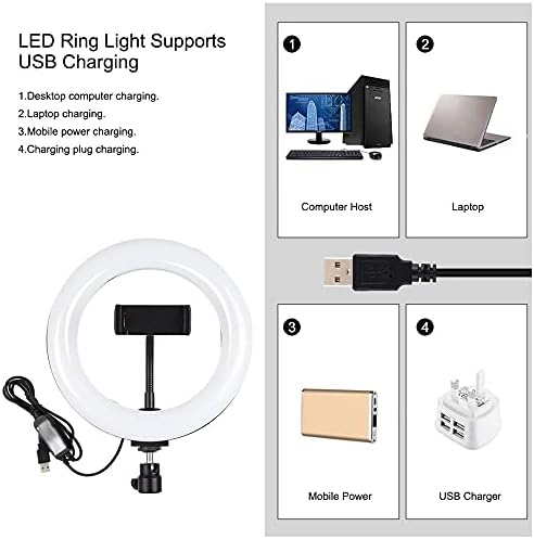 RBHGG 7,9-Инчов Околовръстен лампа за Селфи с Поставка за Мобилен Притежателя за Видео Tiktok LED Light Ring Kit Излъчването на живо