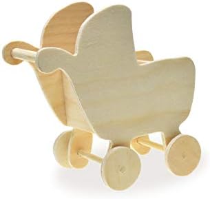 Детска Количка, Миниатюрна Дървена количка за детската душа, занаяти и DIY - 4 инча височина